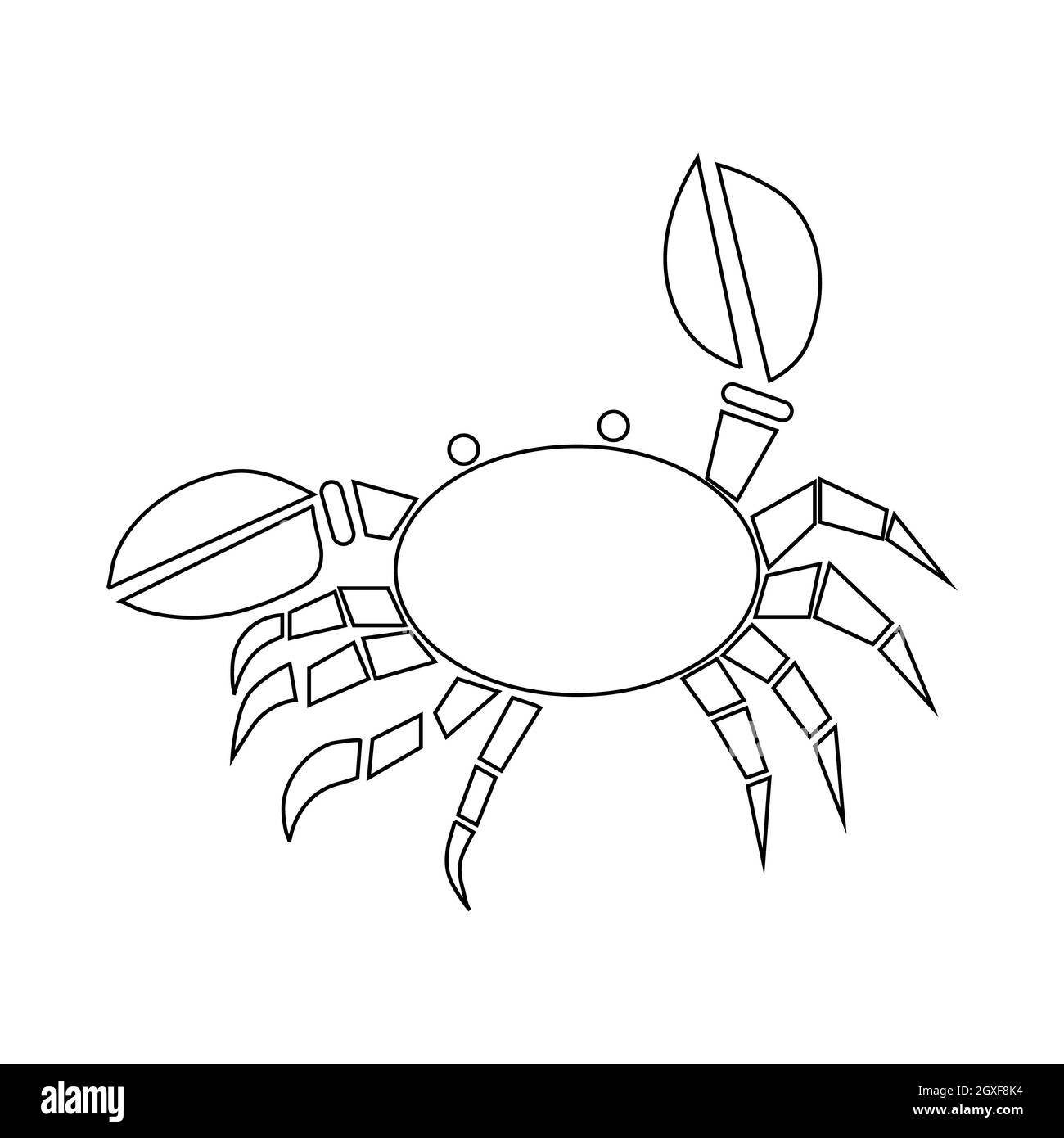 Icona di granchio in stile contorno isolato su sfondo bianco Foto Stock