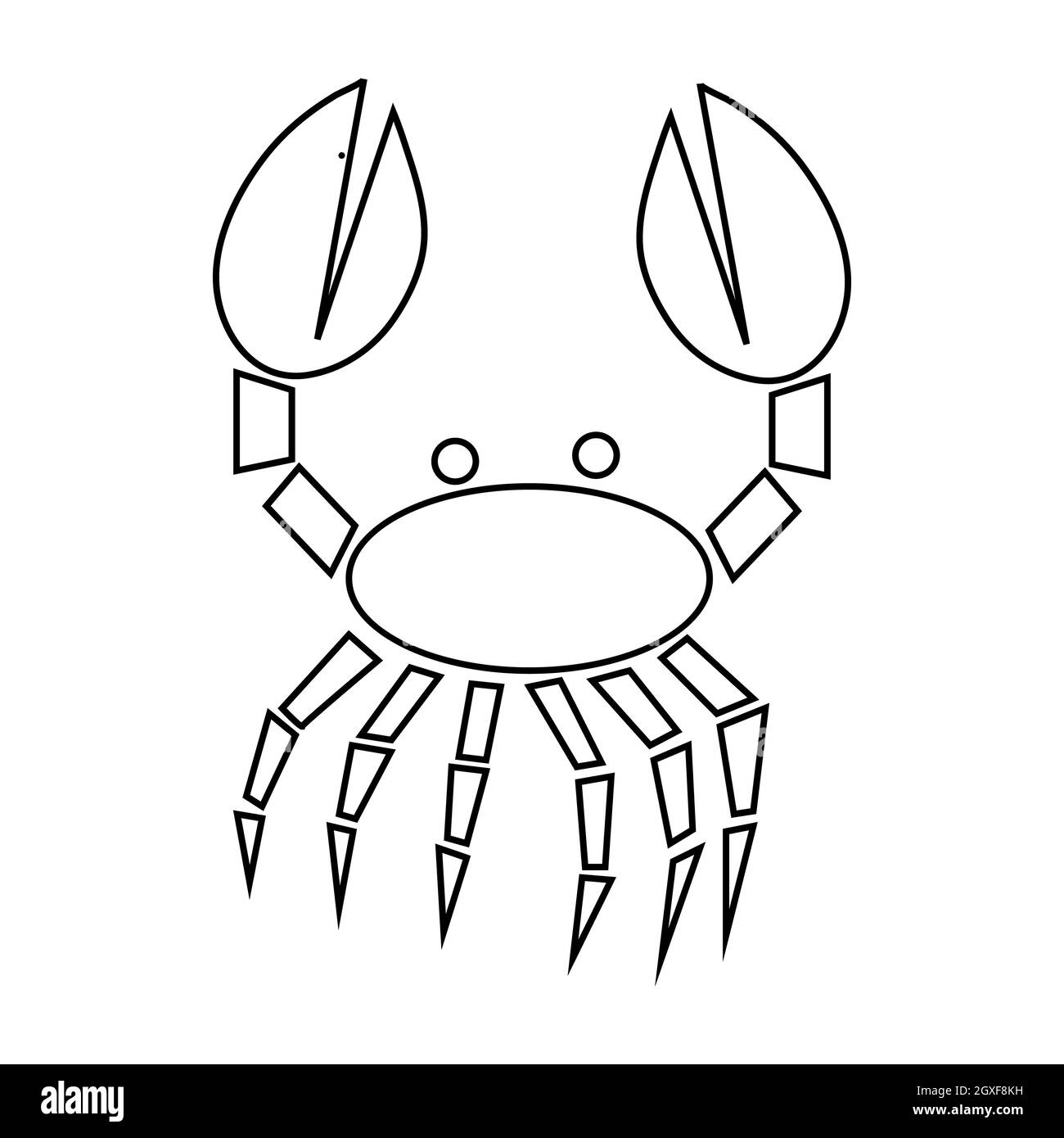 Icona di granchio in stile contorno isolato su sfondo bianco Foto Stock