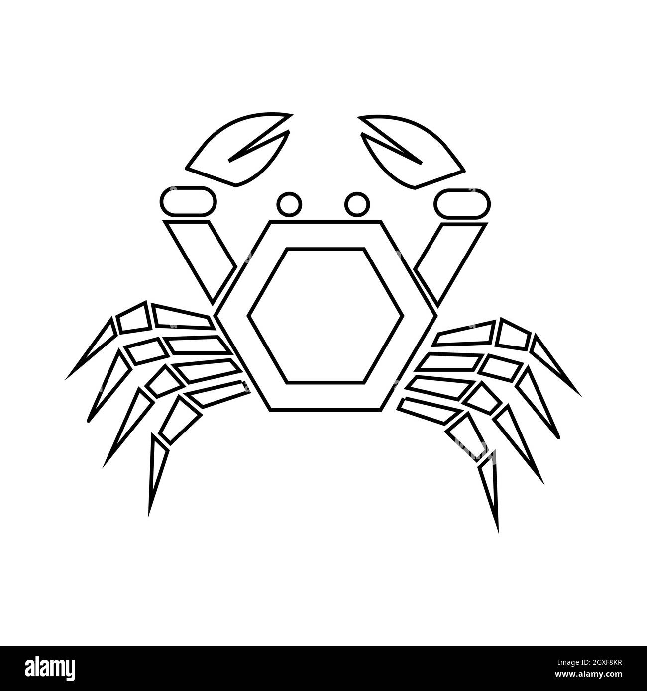 Icona di granchio in stile contorno isolato su sfondo bianco Foto Stock