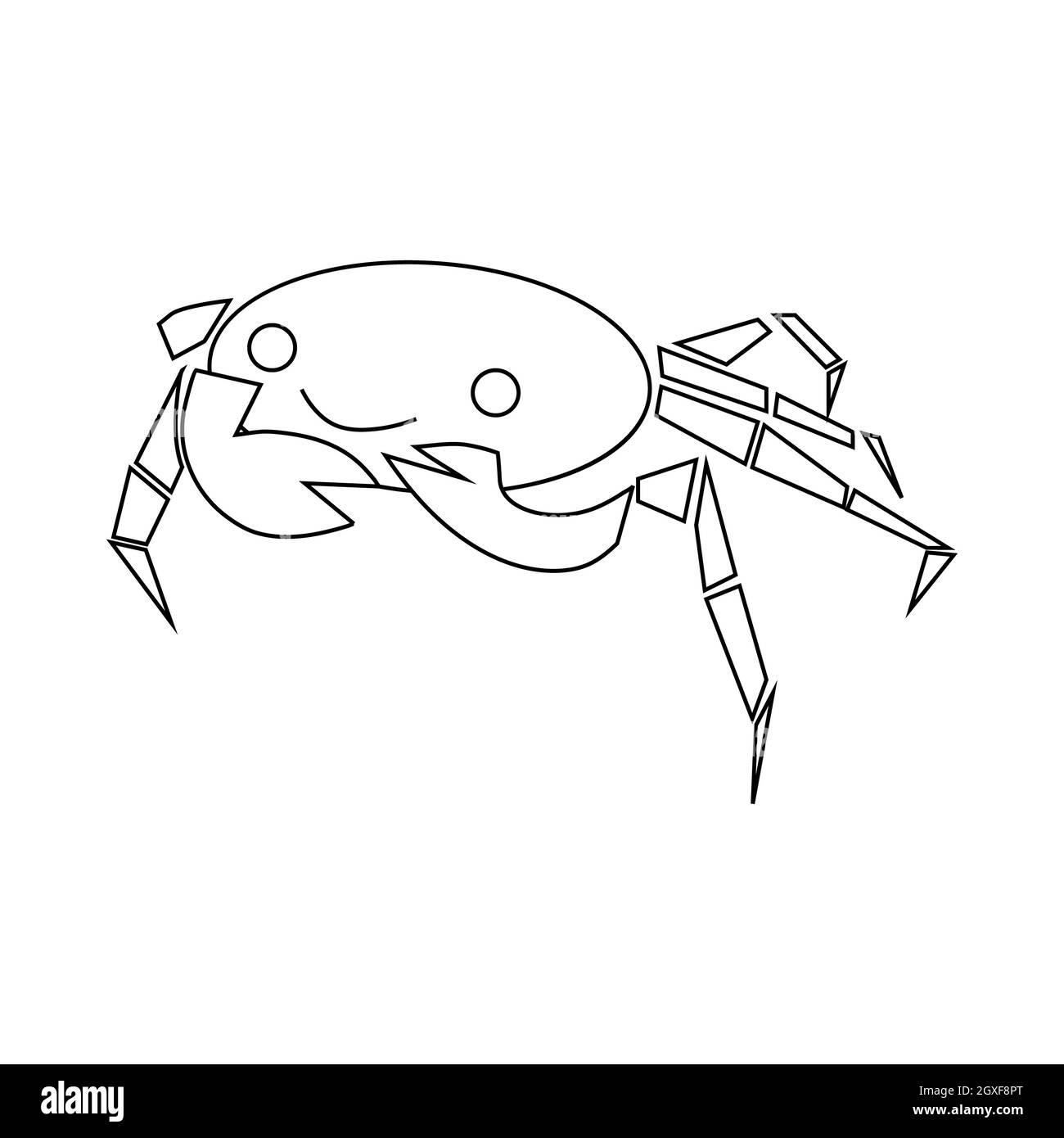 Icona di granchio in stile contorno isolato su sfondo bianco Foto Stock