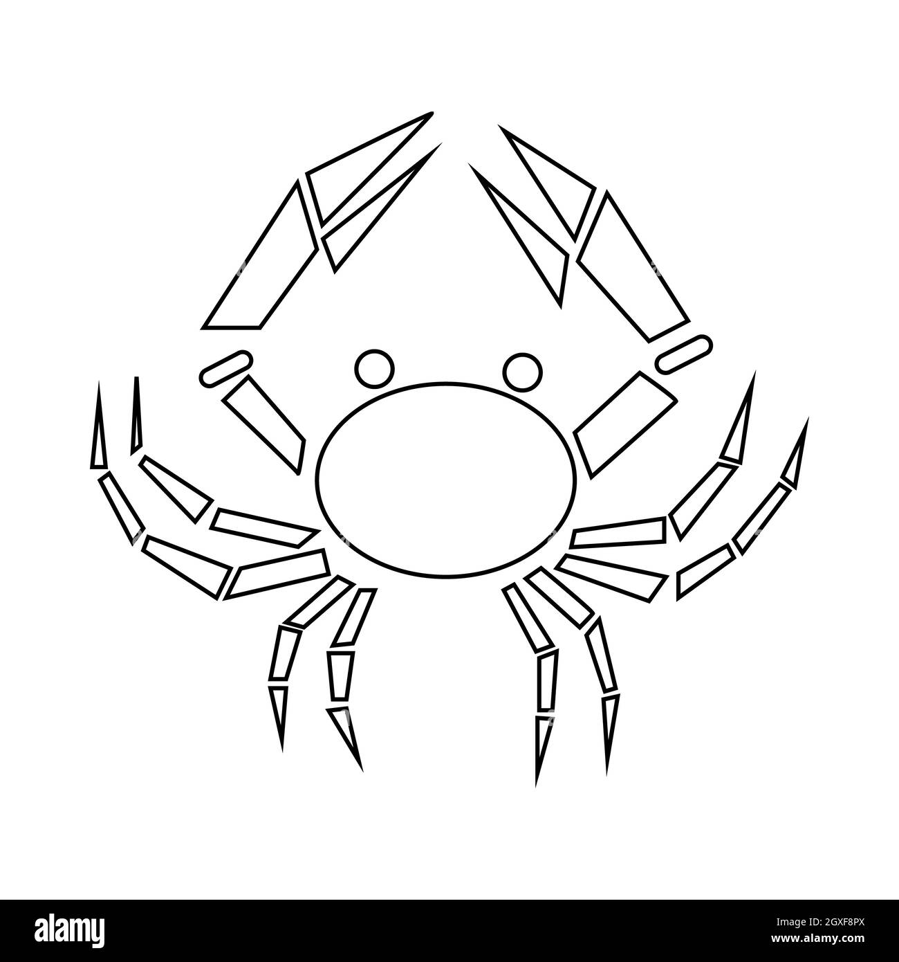 Icona di granchio in stile contorno isolato su sfondo bianco Foto Stock