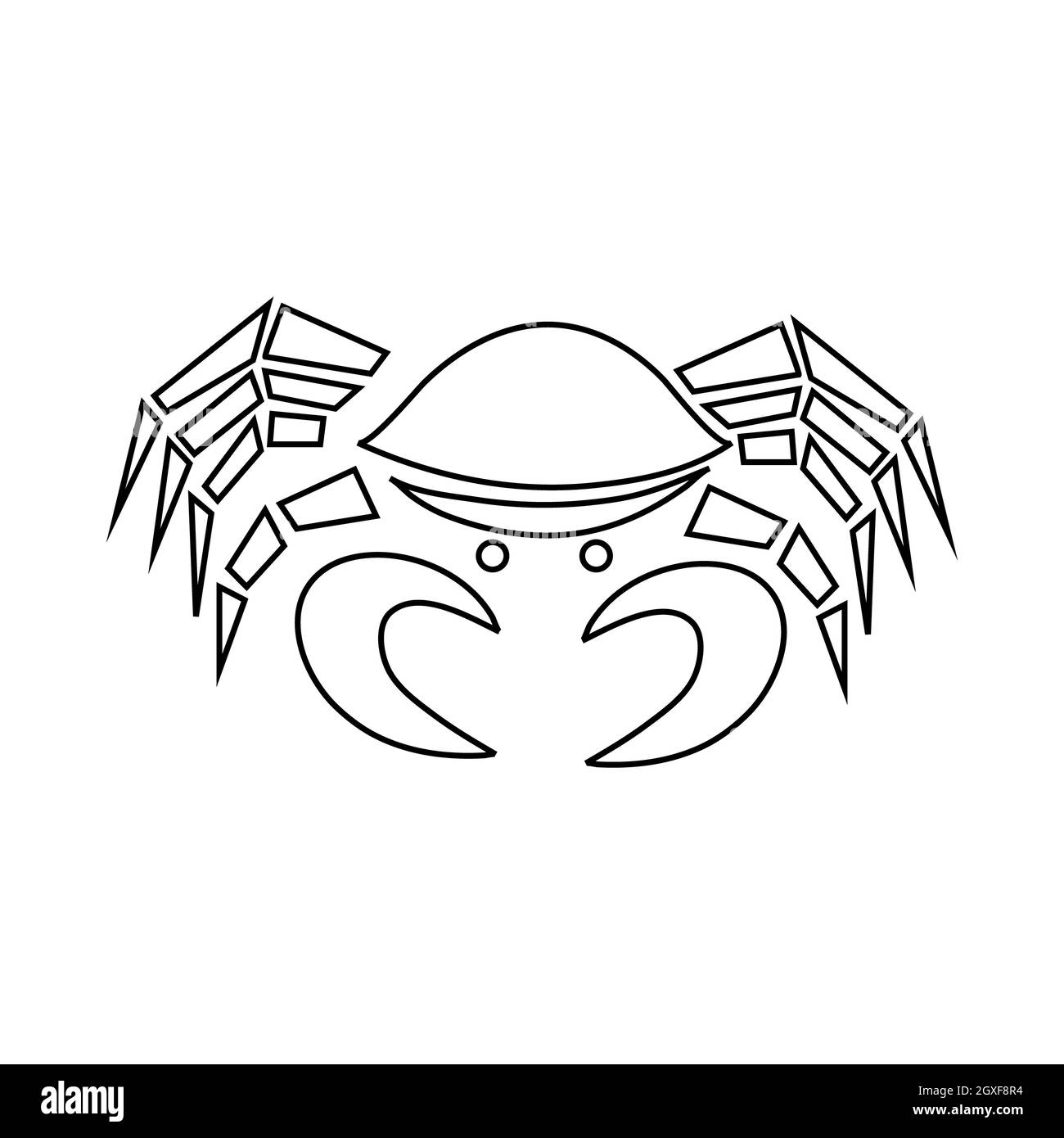 Icona di granchio in stile contorno isolato su sfondo bianco Foto Stock