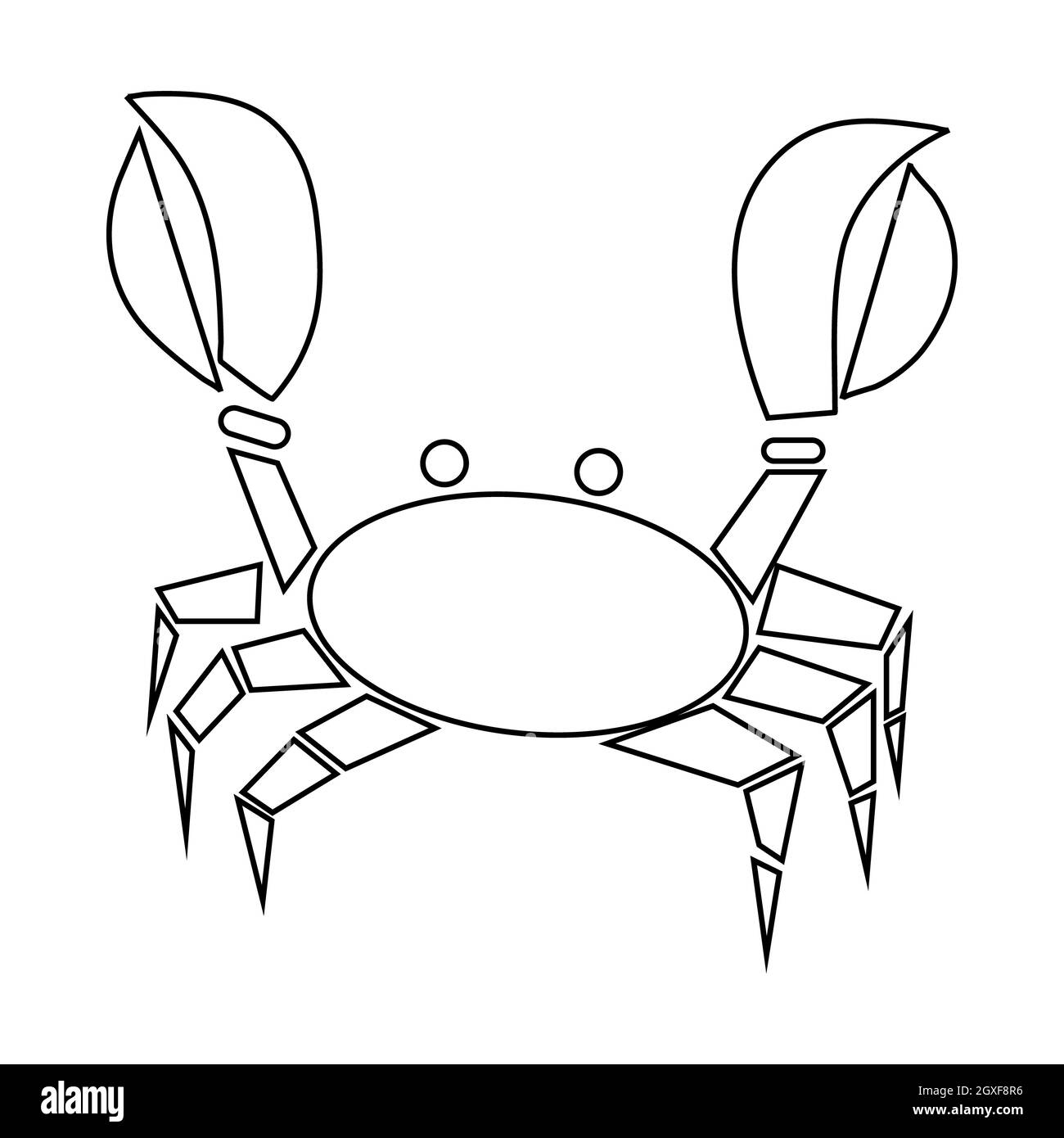 Icona di granchio in stile contorno isolato su sfondo bianco Foto Stock