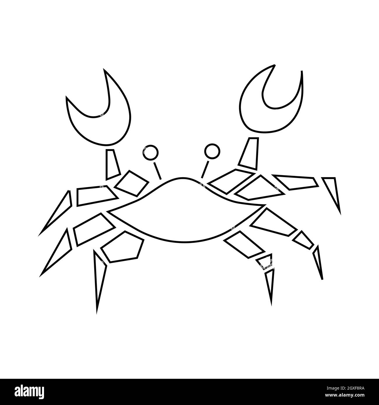 Icona di granchio in stile contorno isolato su sfondo bianco Foto Stock