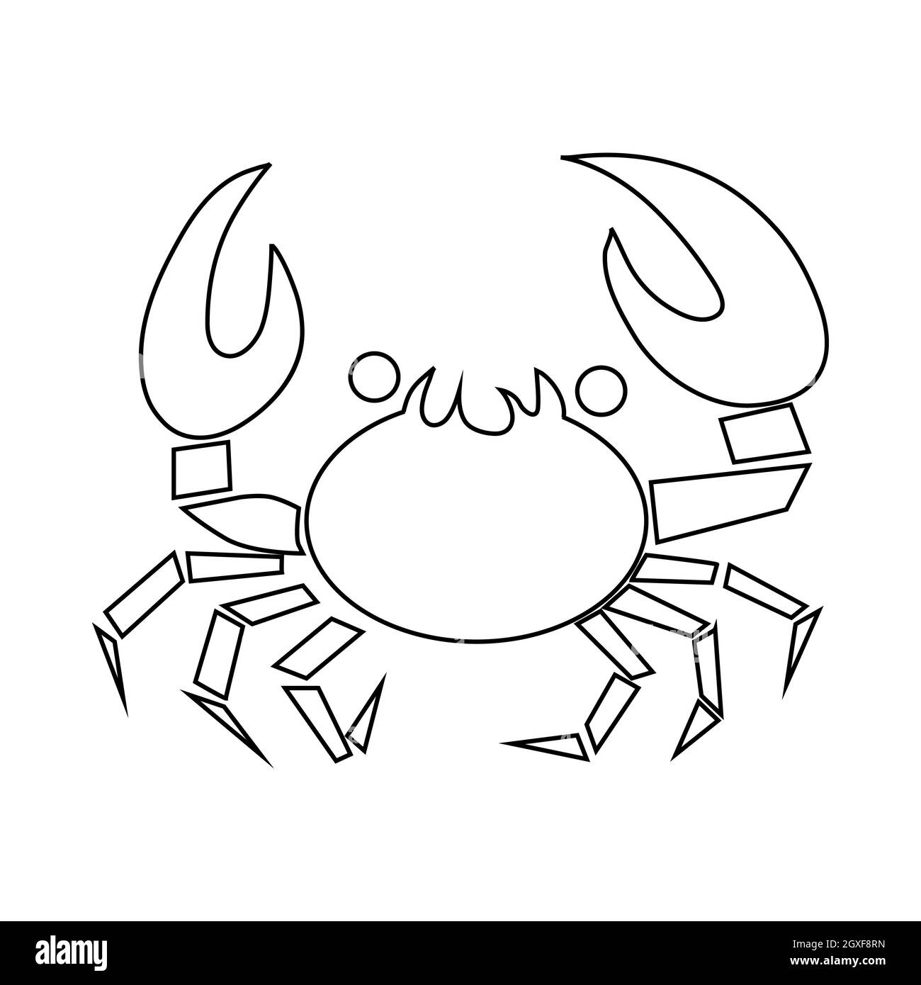 Icona di granchio in stile contorno isolato su sfondo bianco Foto Stock