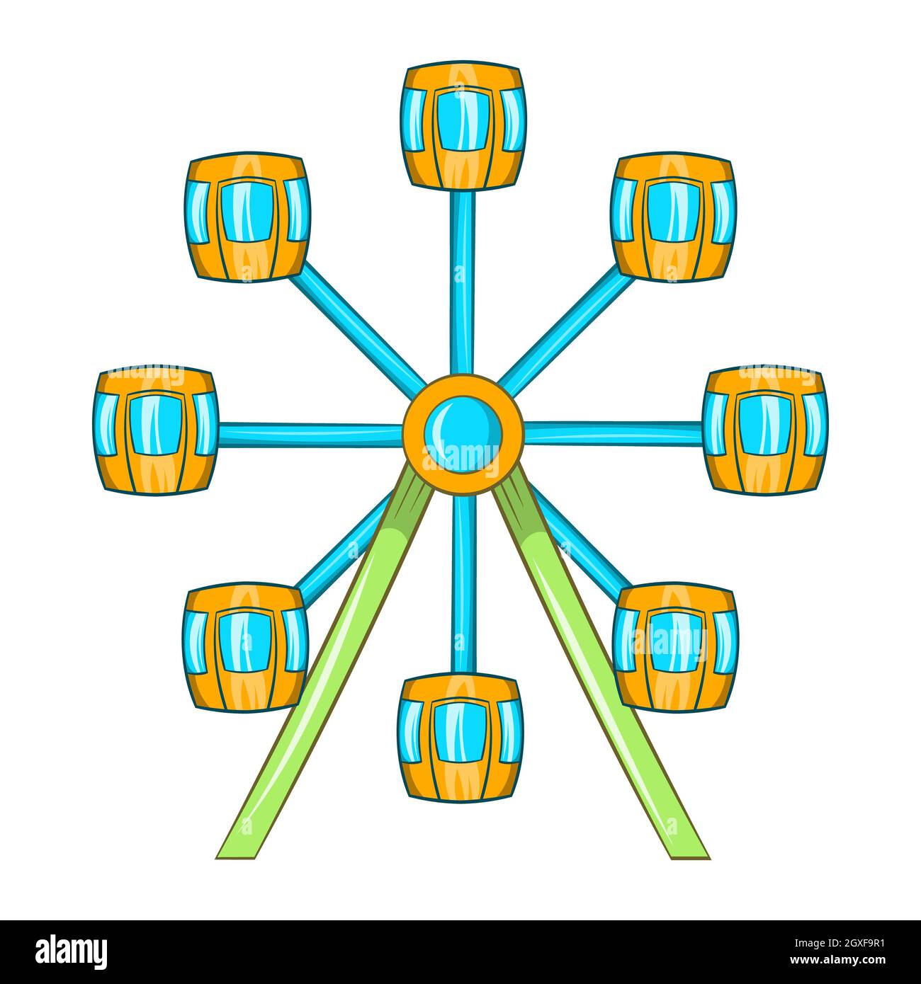Icona ruota panoramica in stile cartoon su sfondo bianco Foto Stock