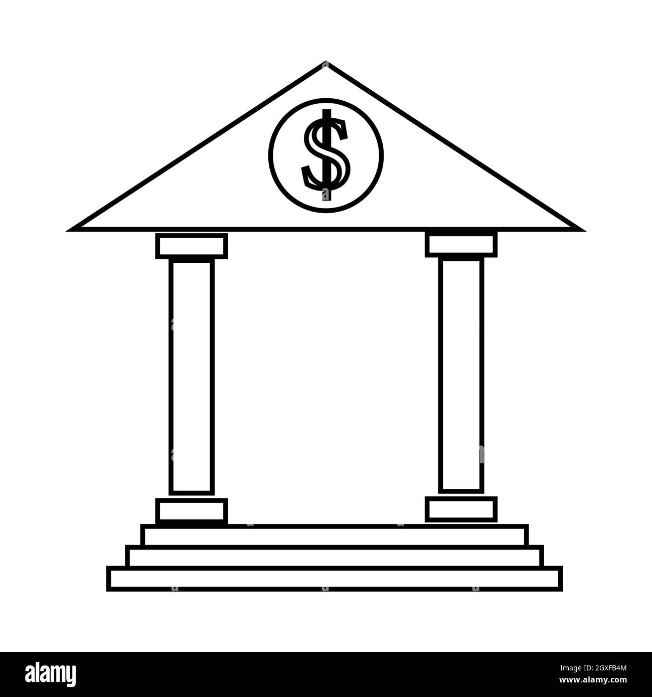 Icona Bank in stile contorno su sfondo bianco Foto Stock