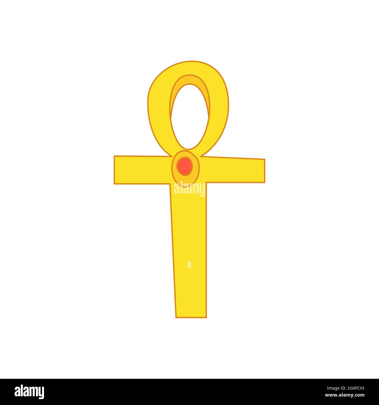 Icona egiziana di Ankh in stile cartoon su sfondo bianco Foto Stock