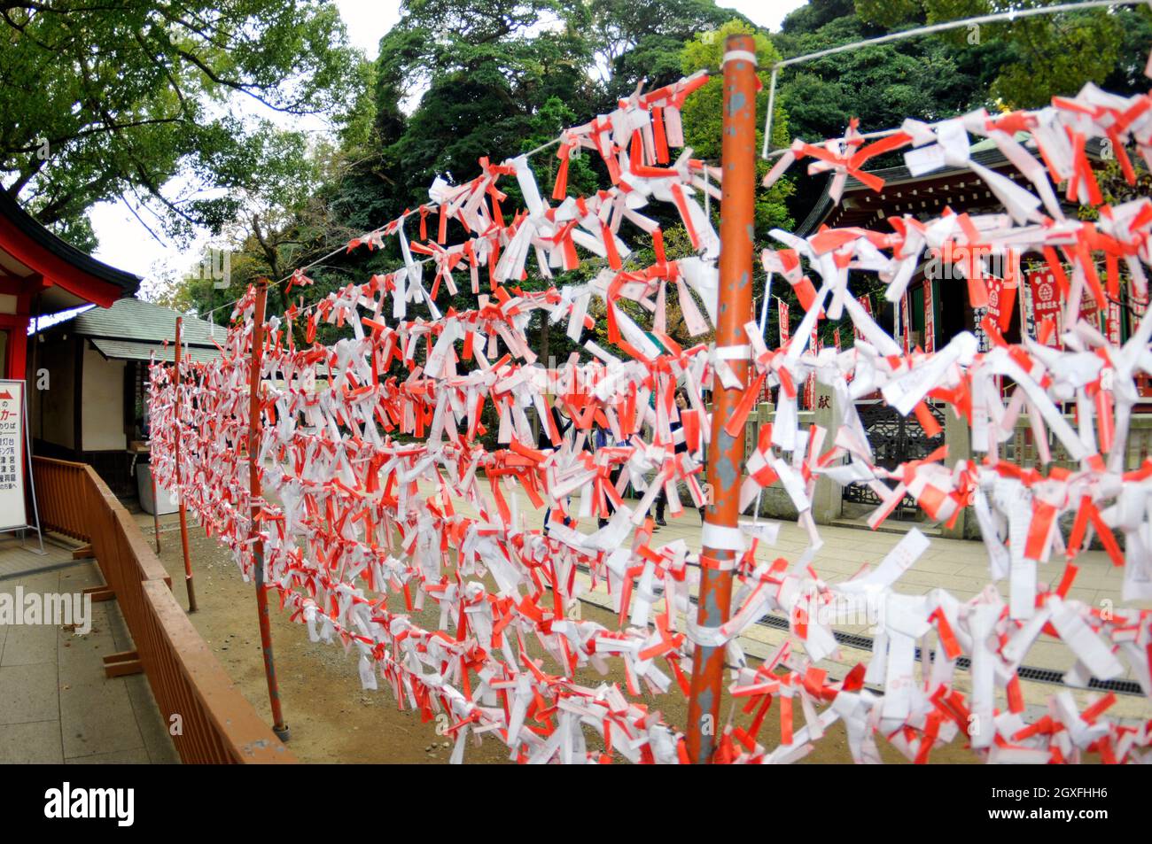 Documenti con preghiere e auguri nel Santuario di Enoshima, Enoshima, Giappone Foto Stock