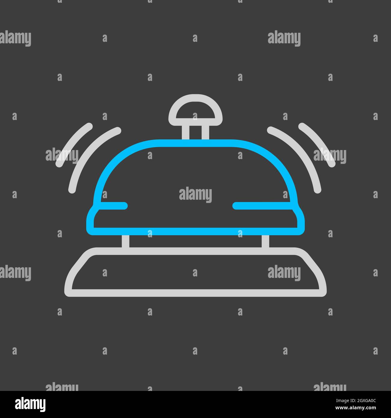 Simbolo del contatore, dell'hotel, del vettore di servizio su sfondo scuro. Simbolo grafico per siti web di viaggi e turismo e applicazioni design, logo, app, UI Foto Stock