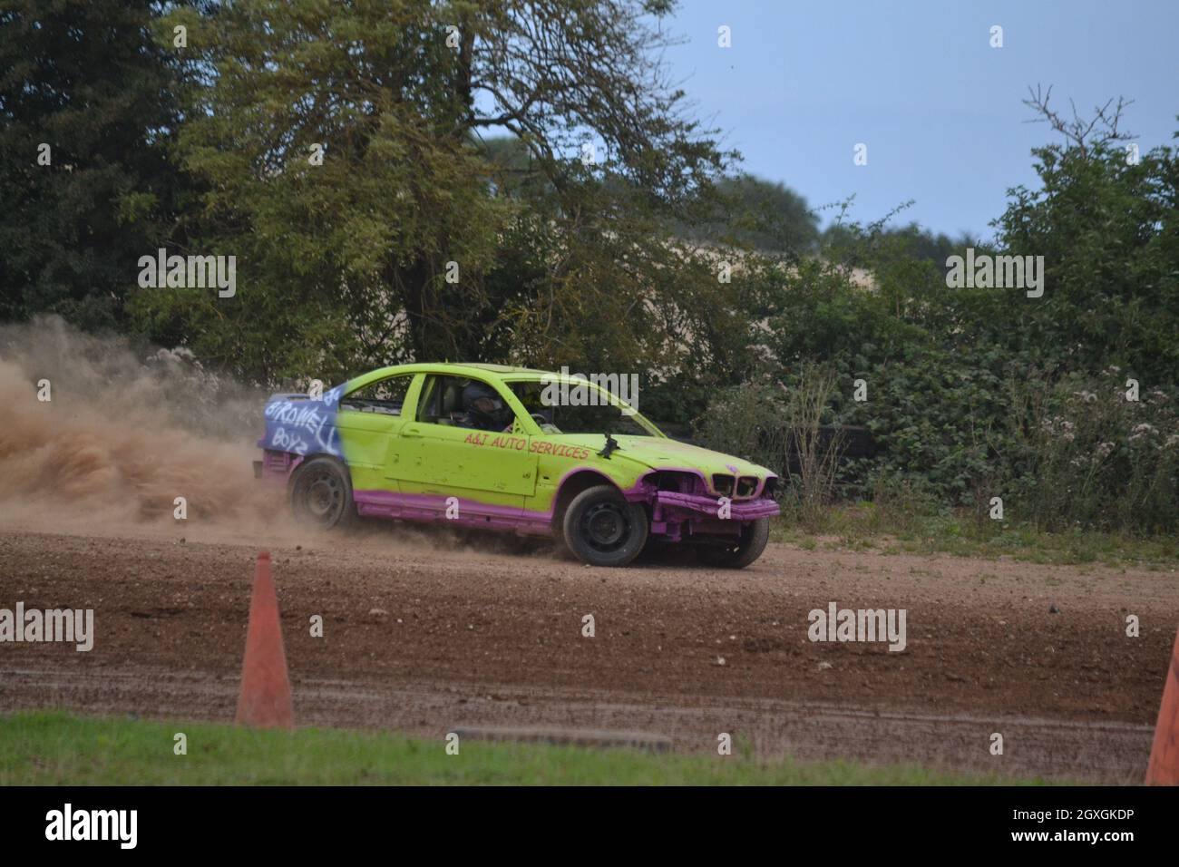 BMW - Drifter Race Car - Grass Track - Dirt Track - Extreme Sport - Motorsports - Hunmanby - Yorkshire - UK Foto Stock