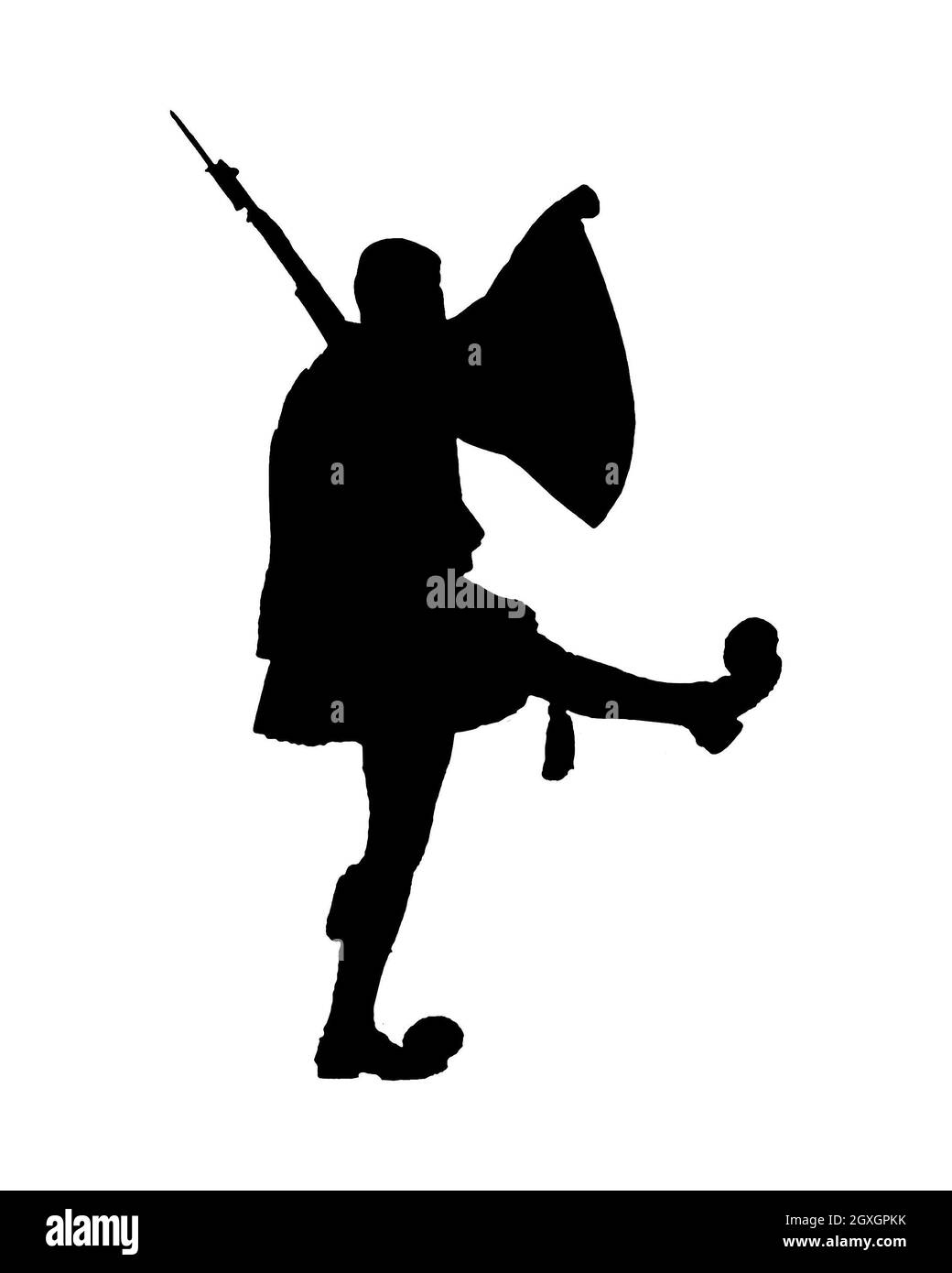 Evzon Soldier silhouette grafica che cambia guardia isolato su sfondo bianco Foto Stock