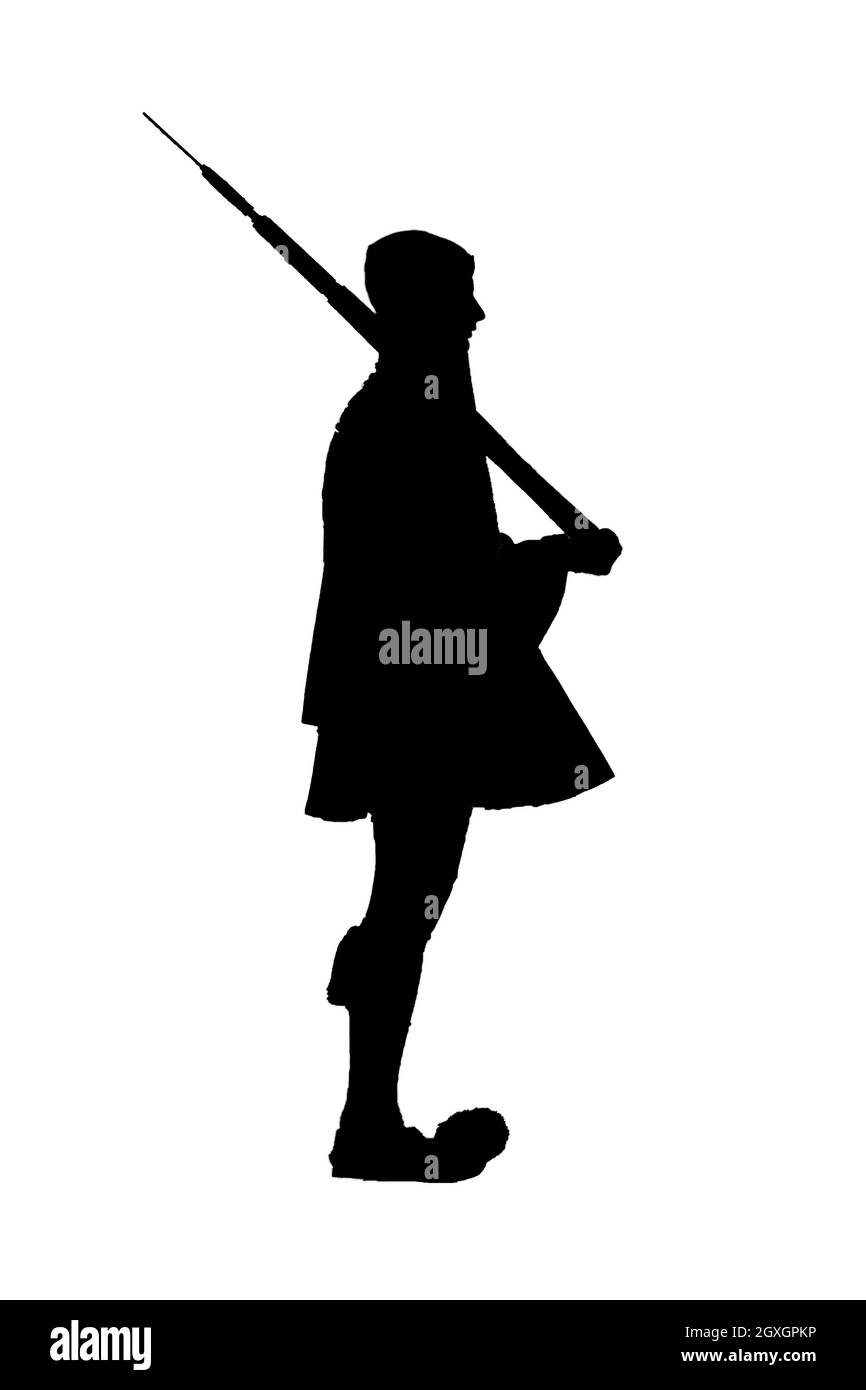 Evzon Soldier silhouette grafica che cambia guardia isolato su sfondo bianco Foto Stock