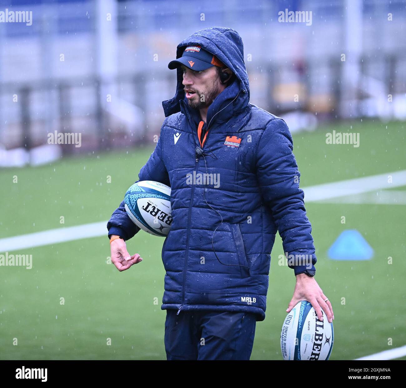 Dam Health Stadium Edinburgh.Scotland UK.5th Oct 21. Edinburgh Rugby Head Coach Mike Blair sessione di allenamento per DHL Stormers Match . Credit: eric mccowat/Alamy Live News Foto Stock