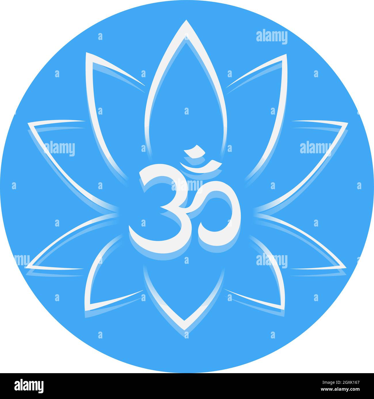 Astratto fiore di loto e simbolo di Om, illustrazione vettoriale Illustrazione Vettoriale