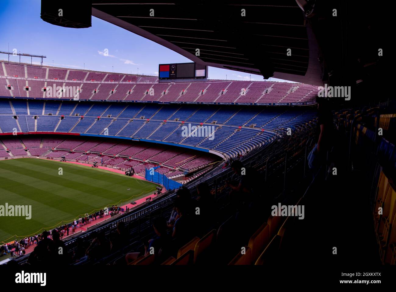 Interno dello stadio sorge e di spazi interni Camp Nou a Barcellona Spagna Foto Stock