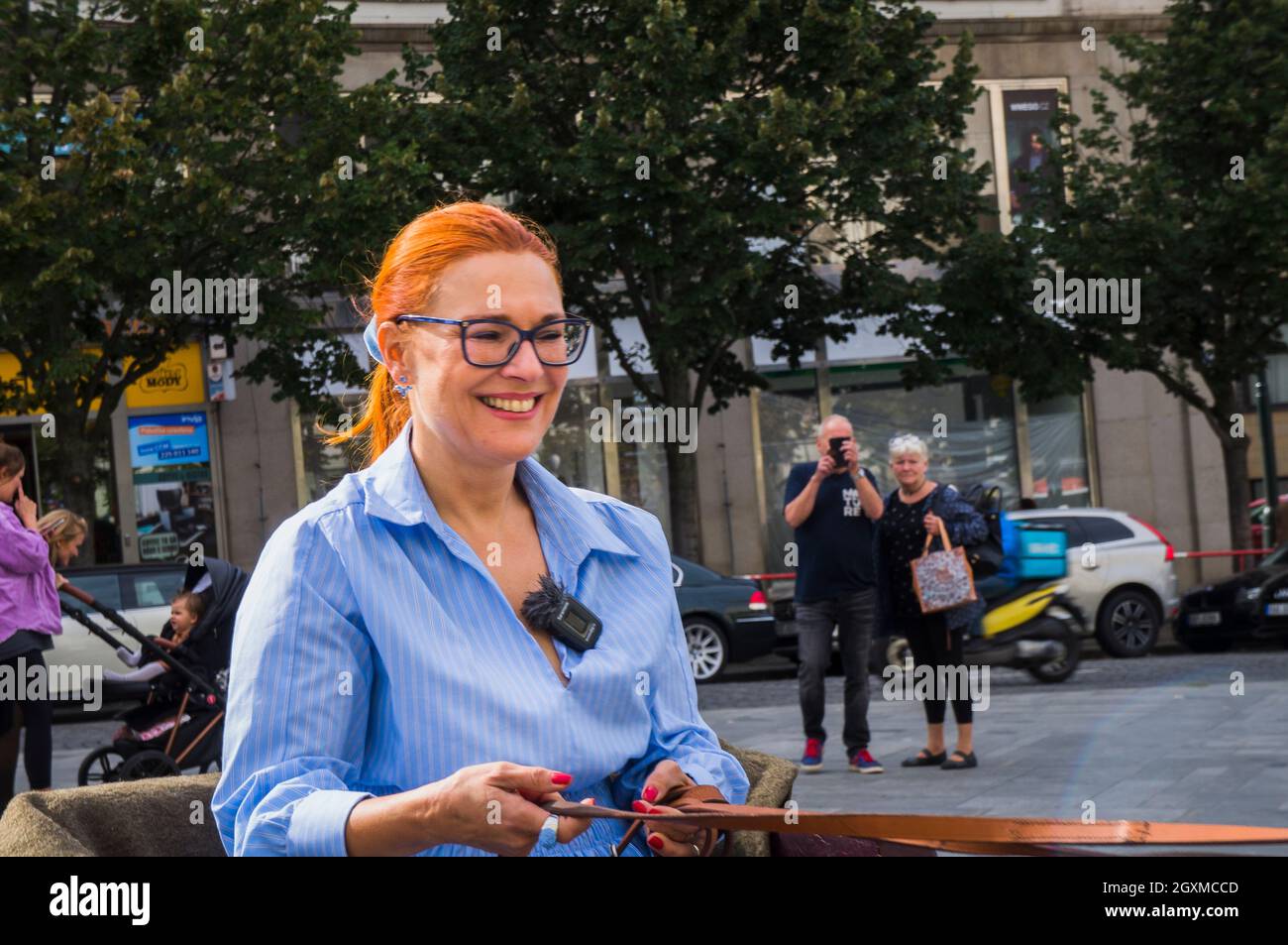 La presidente del movimento dei cittadini Tricolor e il capo di Praga della formazione politica Trikolora Svobodni Soukromnici Zuzana Majerova Zahradnikova Drive Foto Stock