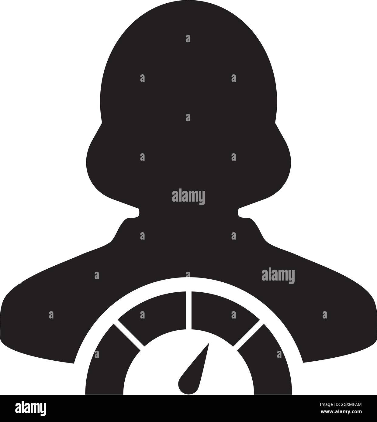 Social credit icona segno metro vettore femminile utente persona profilo avatar simbolo per in un glifo pittogramma illustrazione Illustrazione Vettoriale