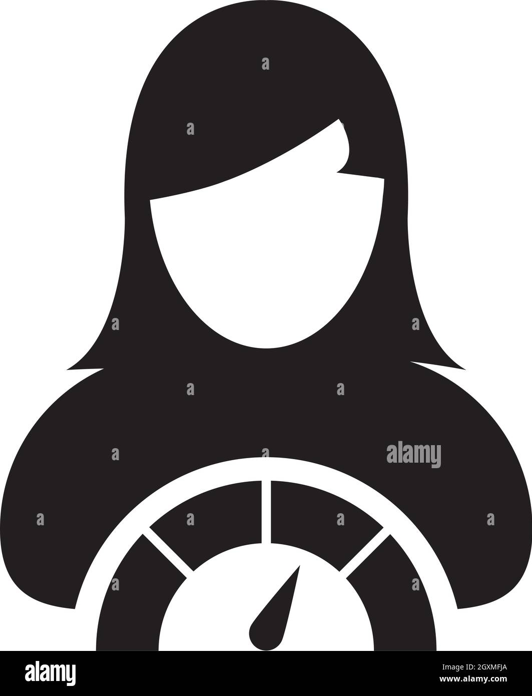 Sistema di credito sociale icona segno metro vettore femminile utente persona profilo avatar simbolo per in un glifo pittogramma illustrazione Illustrazione Vettoriale