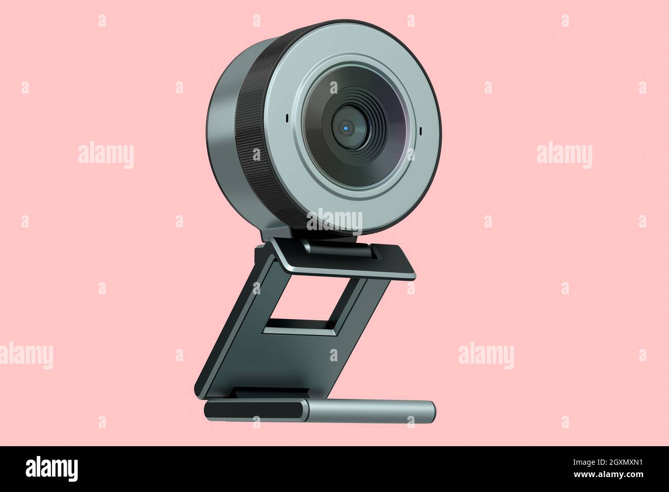 Webcam che rimane su supporto isolato su sfondo rosa. Rendering 3D della  webcam di sicurezza per video chat e conferenze online Foto stock - Alamy