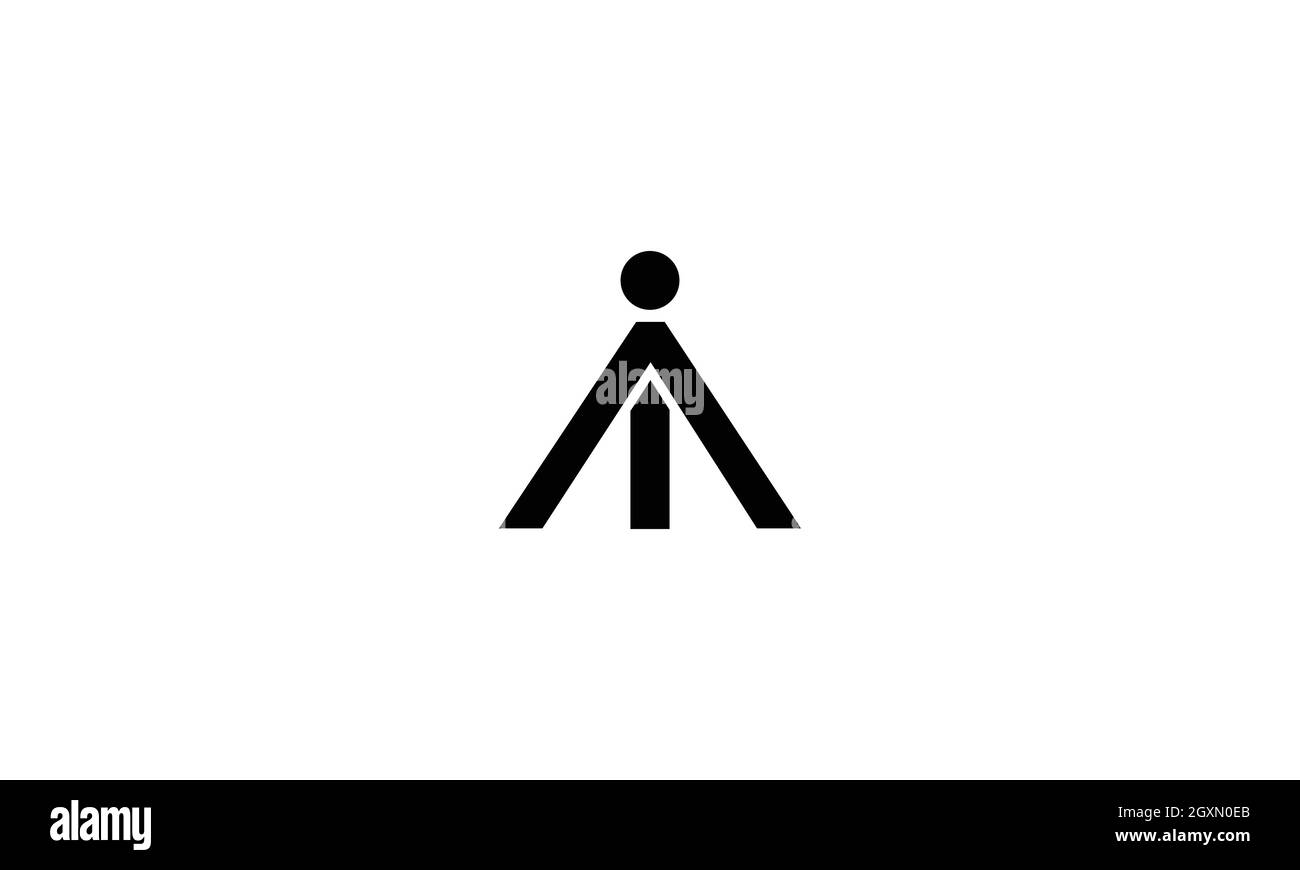 Logo ai o IA in linea minimal stile artistico mostrando una persona Illustrazione Vettoriale