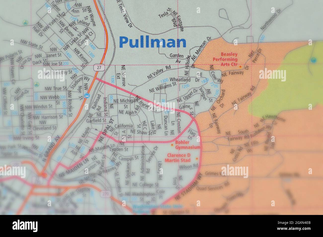 Mappa di Pullman, WA Foto Stock