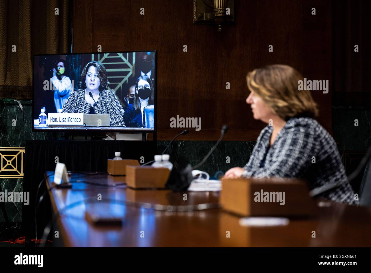 Washington, Stati Uniti. 05 ottobre 2021. Lisa Monaco, viceavvocato generale, Dipartimento di Giustizia, interviene in un'audizione del Comitato giudiziario del Senato. Credit: SOPA Images Limited/Alamy Live News Foto Stock