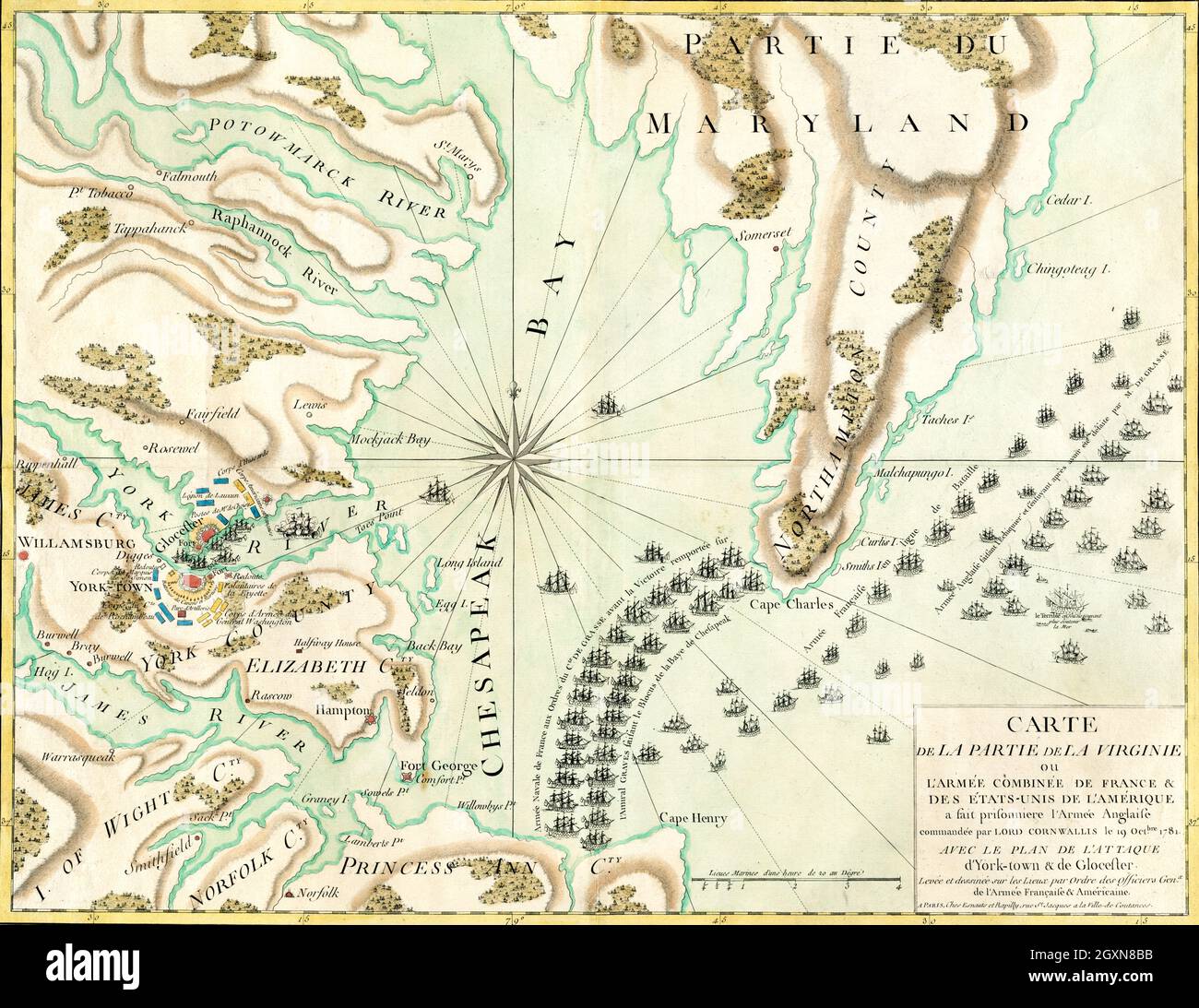 Mappa della resa a Yorktown Foto Stock