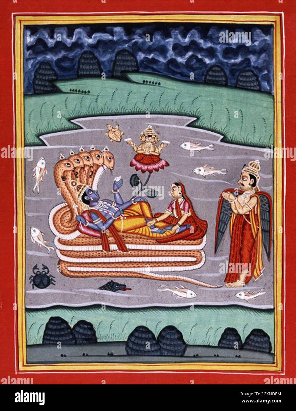 Divinità Vishnu Anantasayin Foto Stock