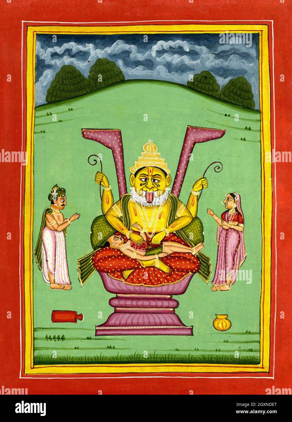Divinità Vishnu come Narasimha Foto Stock