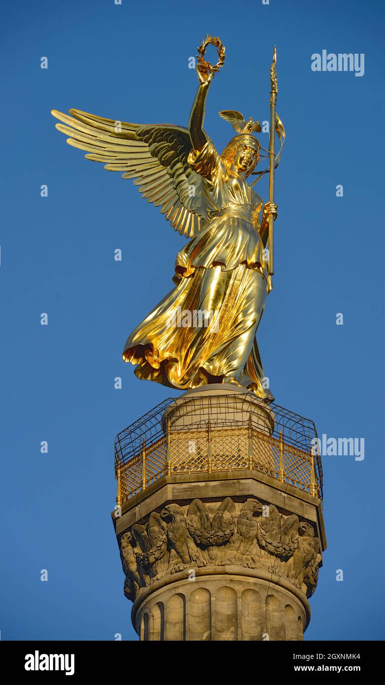 Colonna della Vittoria, Great Star, Tiergarten, Mitte, Berlino, Germania Foto Stock