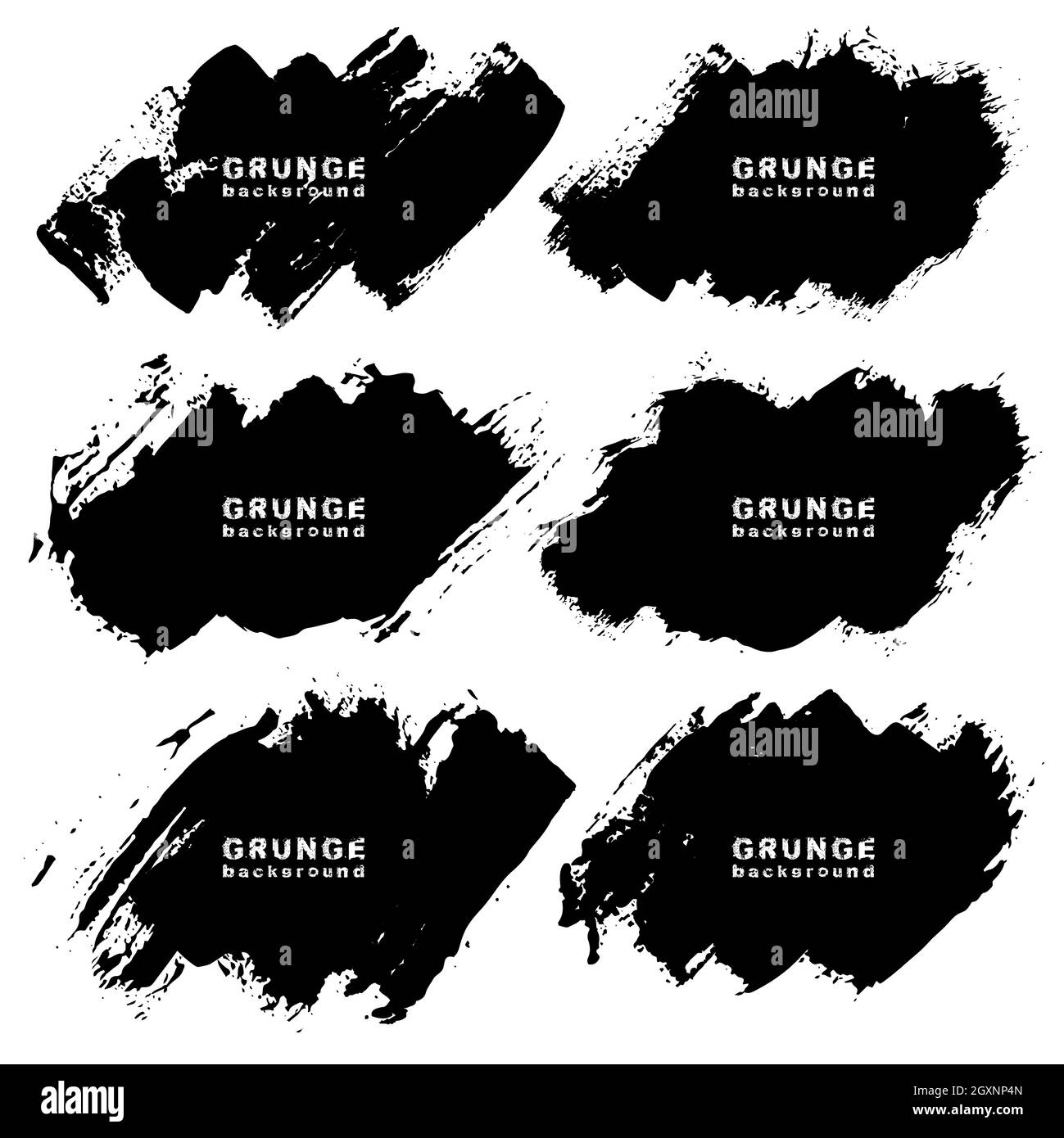 Set di vernice bianca obliqua grunge sfondo urbano. Isolato. Texture di distress. Pennellate di inchiostro. Elemento di design artistico sporco per le cornici di testo Illustrazione Vettoriale