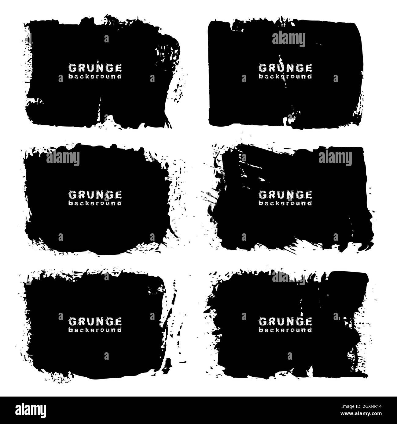 Set di vernice grunge sfondo urbano. Illustrazione vettoriale. Isolato. Texture di distress. Pennellate di inchiostro. Elemento di design artistico sporco per la cornice di testo Illustrazione Vettoriale