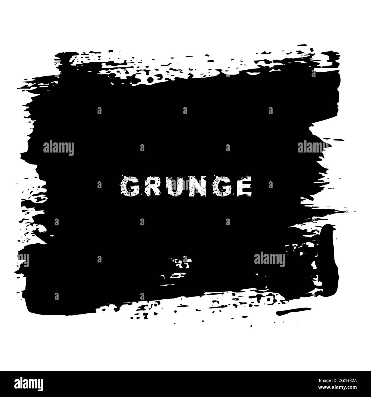 Sfondo grunge dipinto di nero. Colorazione della struttura vettoriale. Isolato. Tratto pennello vettoriale. Elemento di design sporco frantumato per un effetto grungo Illustrazione Vettoriale