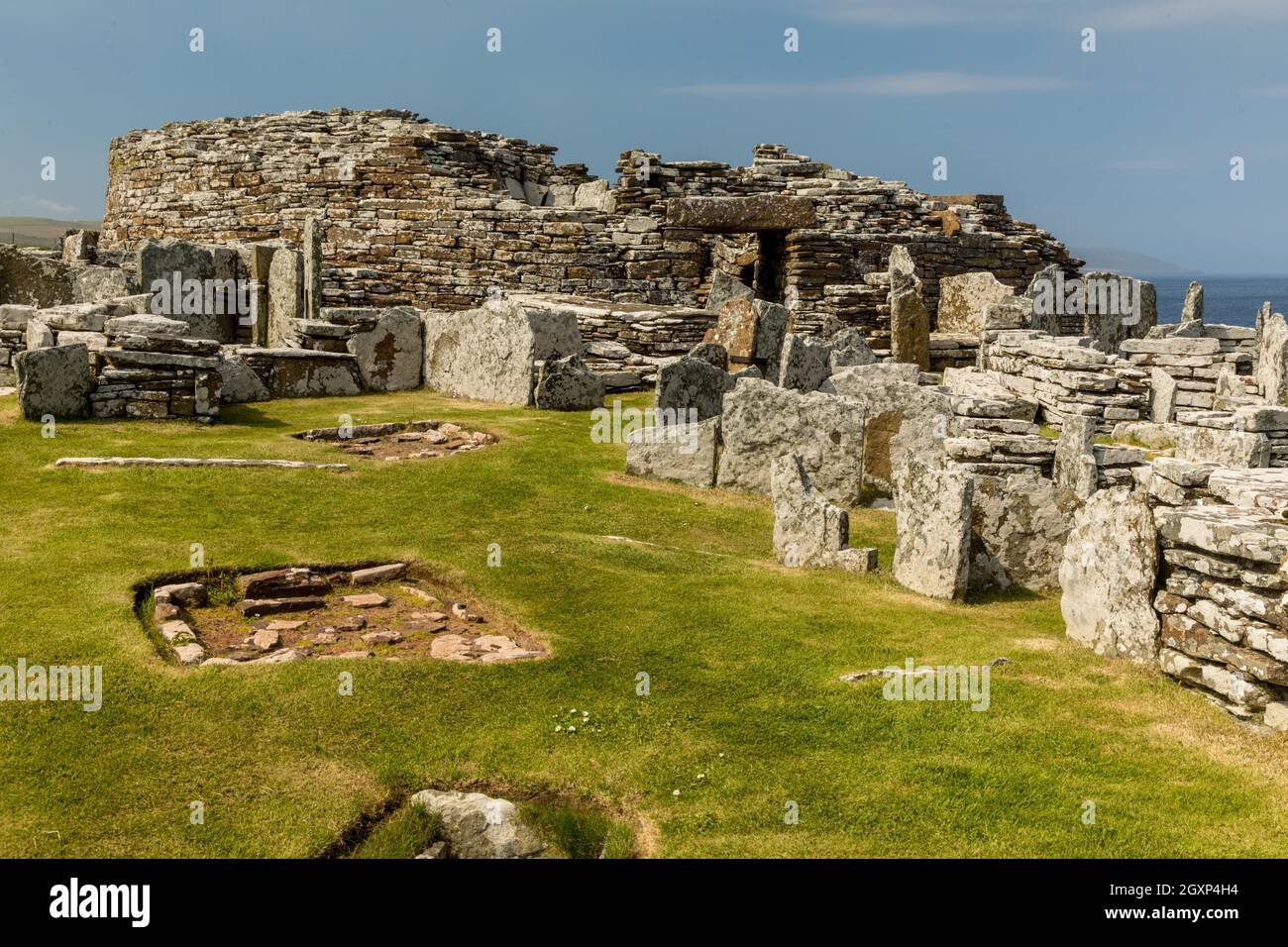 Broch of Gurness, Orkney, Scozia, Regno Unito Foto Stock