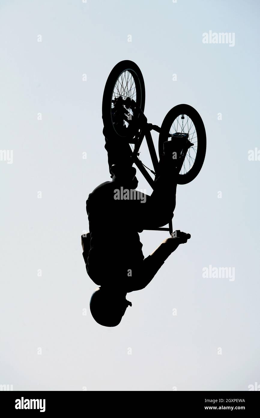 Freestyle BMX trucchi bike flip Foto Stock