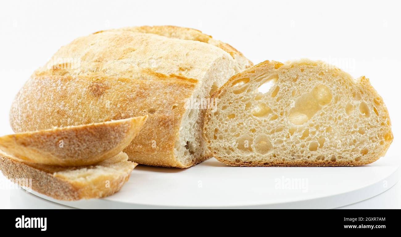 Primo piano dettagliato della pasta bianca Vienna Mini al forno a pietra Foto Stock