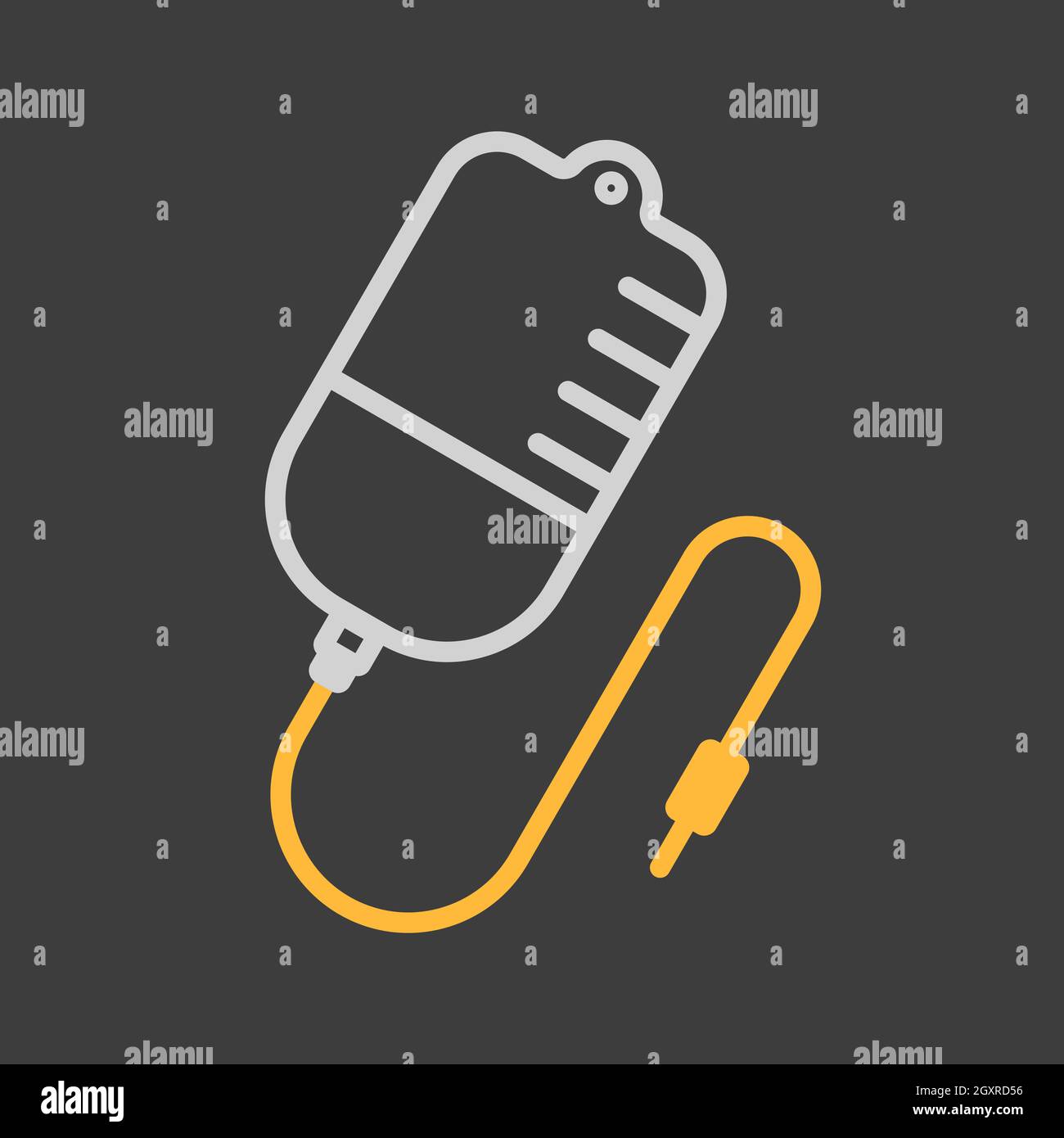 L'icona del vettore medico di salute della medicina contagocce su sfondo scuro. Segno di supporto medico e medico. Simbolo grafico per la progettazione di siti web medici e applicazioni, Foto Stock