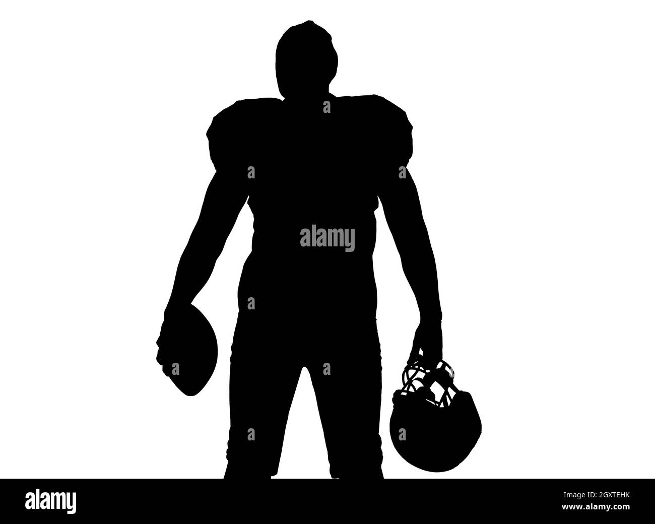 Vista posteriore del giovane fiducioso giocatore di football americano isolato su sfondo bianco Foto Stock