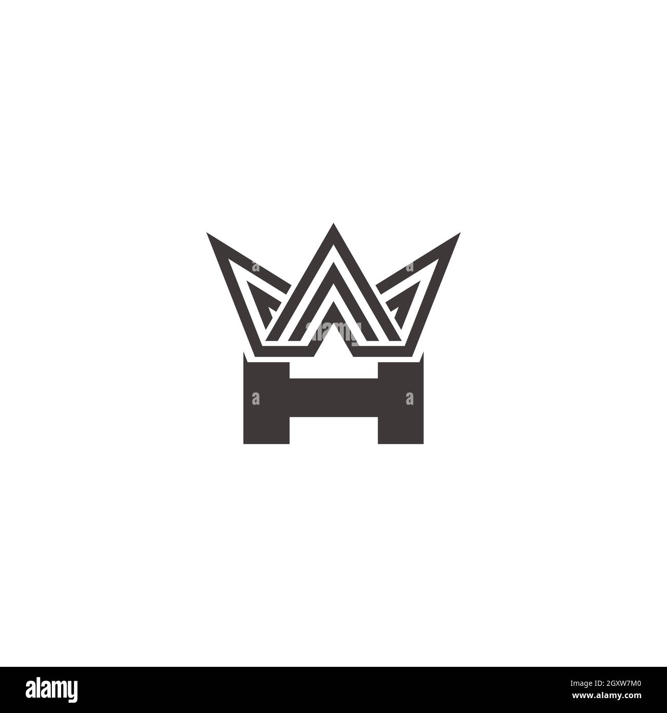 lettera h triangolo righe corona geometrico logo vettore Illustrazione Vettoriale