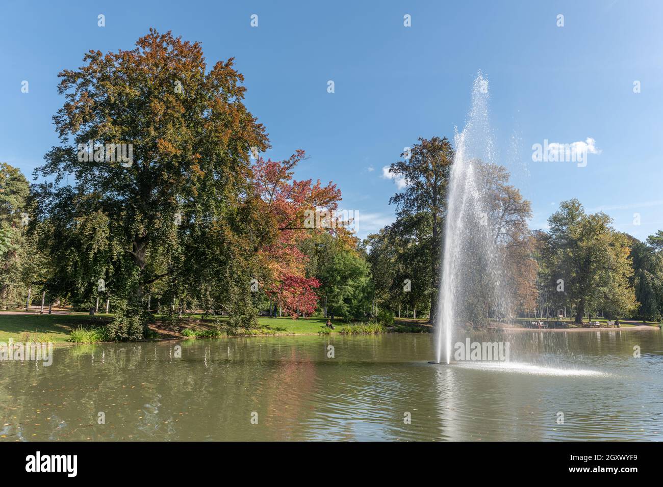 Parc de l'Orangerie a Strasburgo all'inizio dell'autunno. Francia, Europa. Foto Stock
