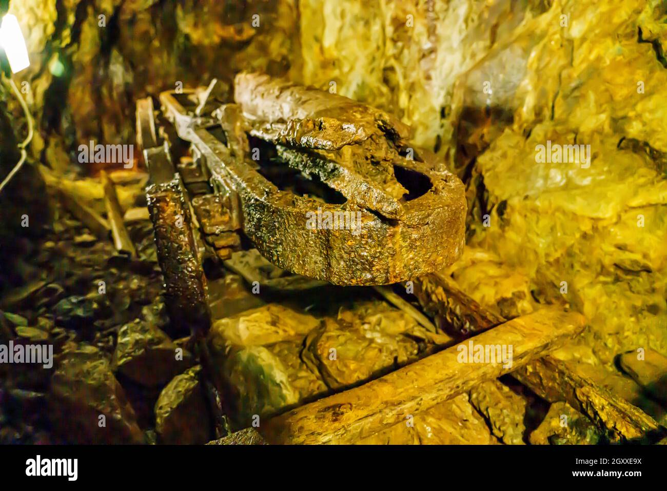 Scene da una miniera vittoriana restaurata di rame a Beddgelert, Caernarfon Galles Foto Stock