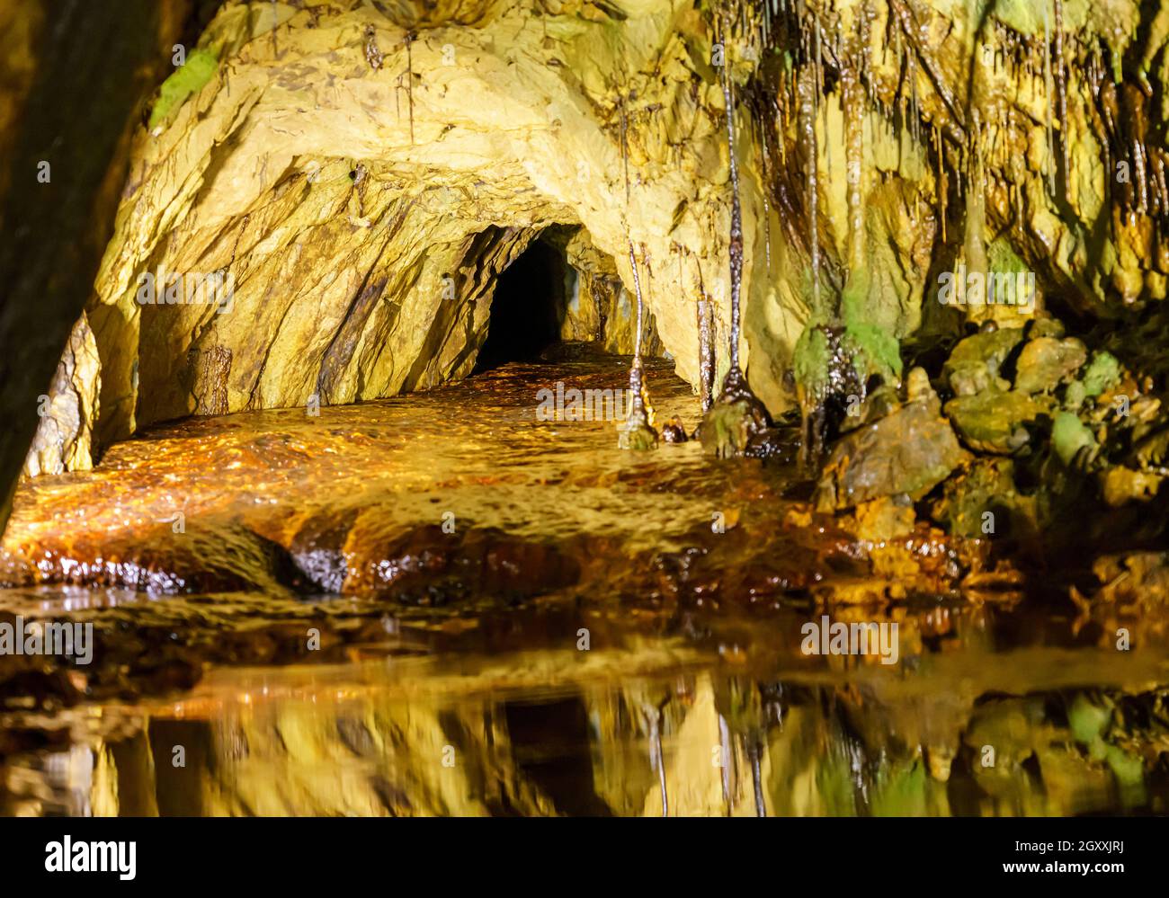 Scene da una miniera vittoriana restaurata di rame a Beddgelert, Caernarfon Galles Foto Stock