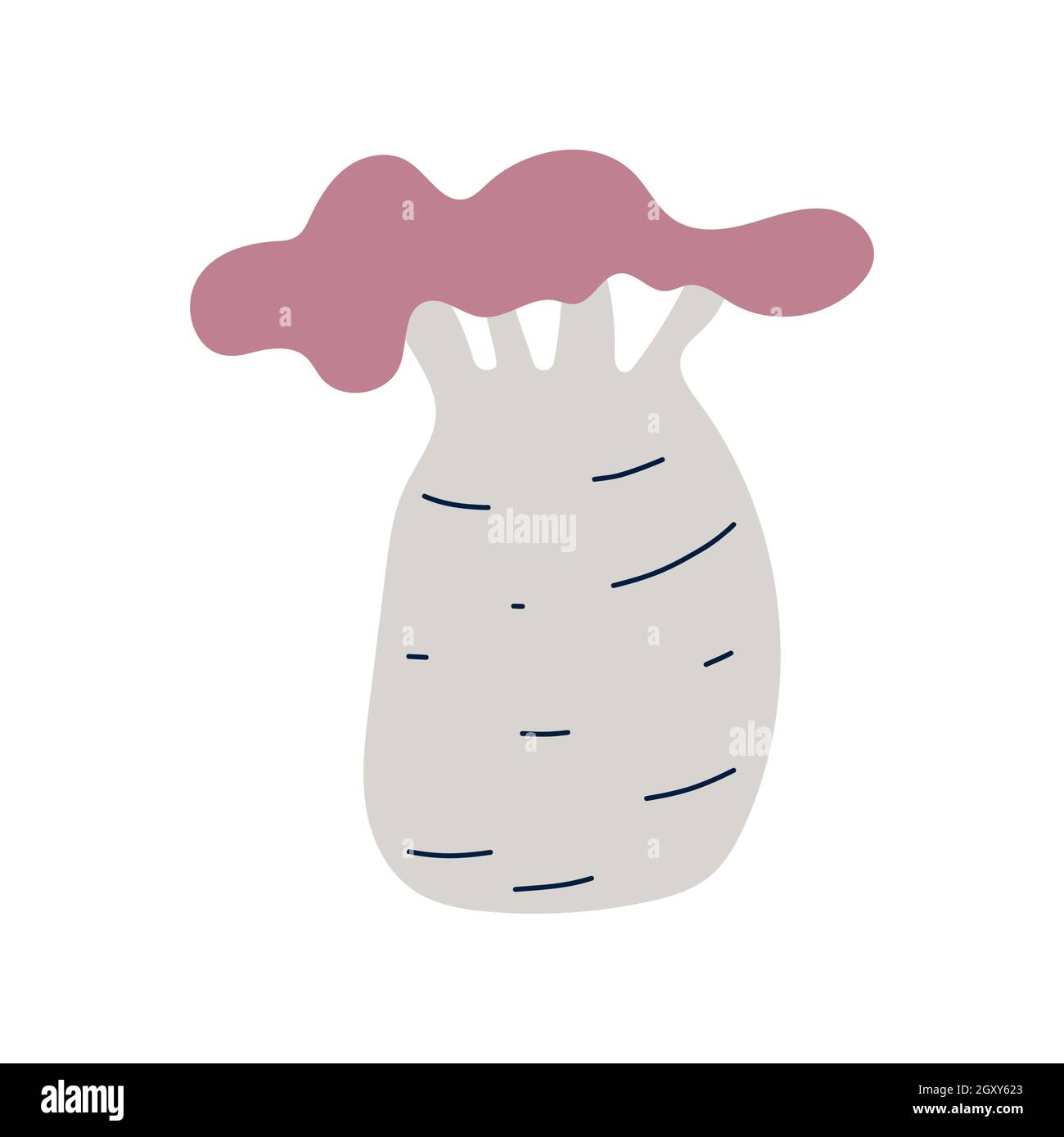 Profilo albero Baobab. Icona disegnata a mano stilizzata Illustrazione Vettoriale