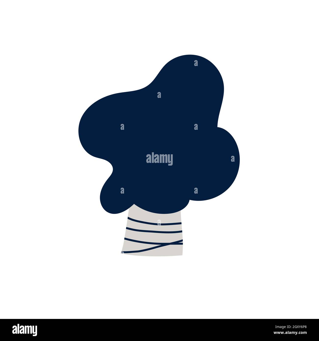 Profilo albero Baobab. Icona disegnata a mano stilizzata Illustrazione Vettoriale