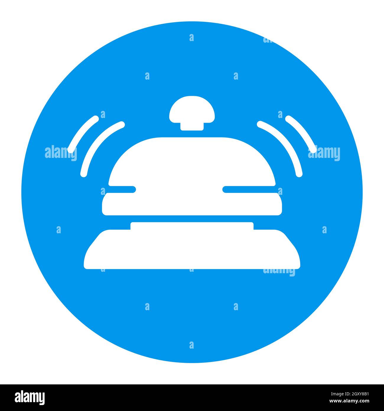 Simbolo del simbolo del simbolo di campanello, hotel, vettore di servizio. Simbolo grafico per siti web di viaggi e turismo e applicazioni design, logo, app, UI Foto Stock