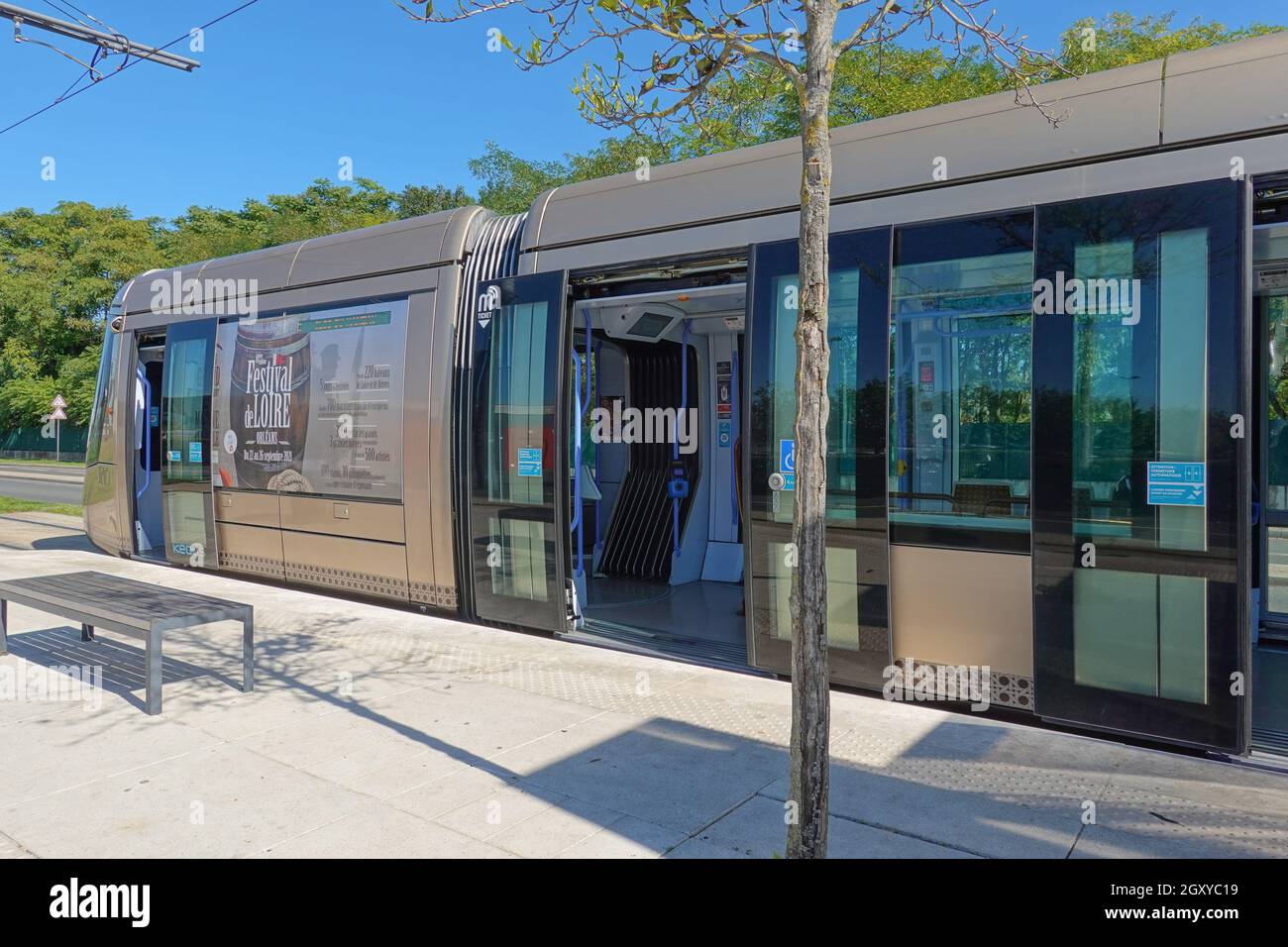 Orleans, tram linea B, Georges Pompidou Foto Stock