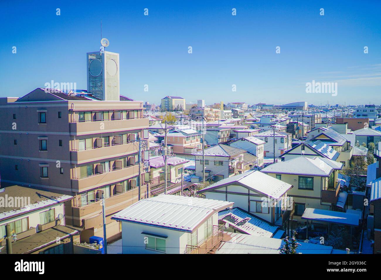 Strade di neve accumulate a Sendai. Luogo di tiro: Sendai, Prefettura di Miyagi Foto Stock