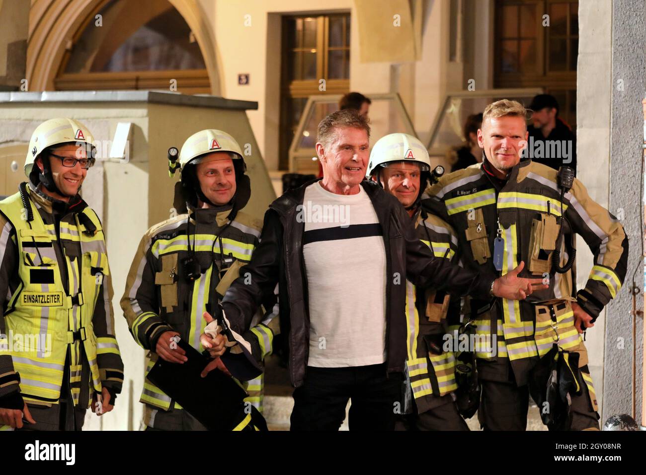 Großeinsatz der Görlitzer Feuerwehr im Schlesischen Museum nach Einsatz von Nebelmaschinen am set zu Dreharbeiten für die Serie 'Ze Network' auf dem U. Foto Stock