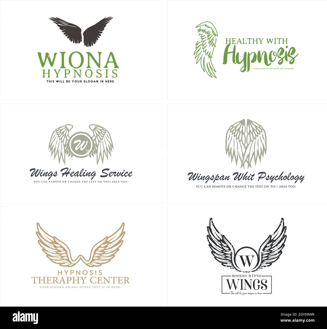 Set di ali iniziale lettera logo design Illustrazione Vettoriale